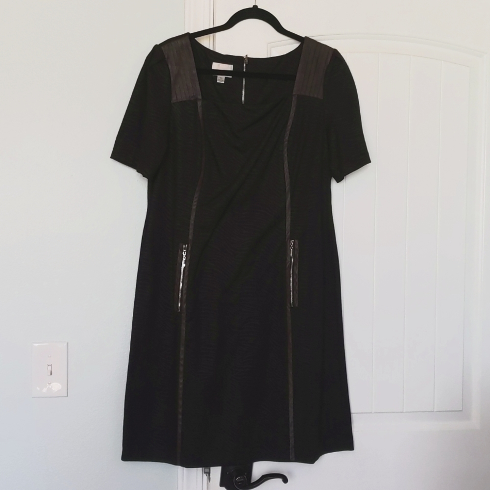 Donna Morgan size 16 black on black zebra print dress
